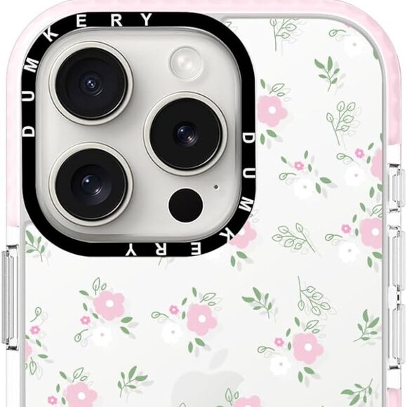 Iphone 16 Pro Pro Max Pink Flower Aesthetic Shockproof Cute Clear Flower Case - Picture 2 of 4